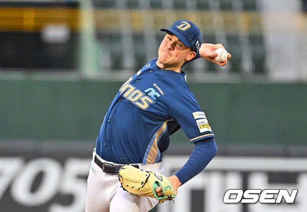 [OSEN=부산, 이석우 기자]  23일 부산 사직야구장에서 2026 신한 SOL KBO 리그 롯데 자이언츠와 NC 다이노스의 경기가 열렸다. 홈팀 롯데는 박세웅이, 방문팀 NC는 라일리가 선발 출전했다.NC 다이노스 선발 투수 라일리가 역투하고 있다. 2026.06.23 / foto0307@osen.co.kr